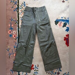 Anthropologie Maeve Olive Green Faux Leather Pants